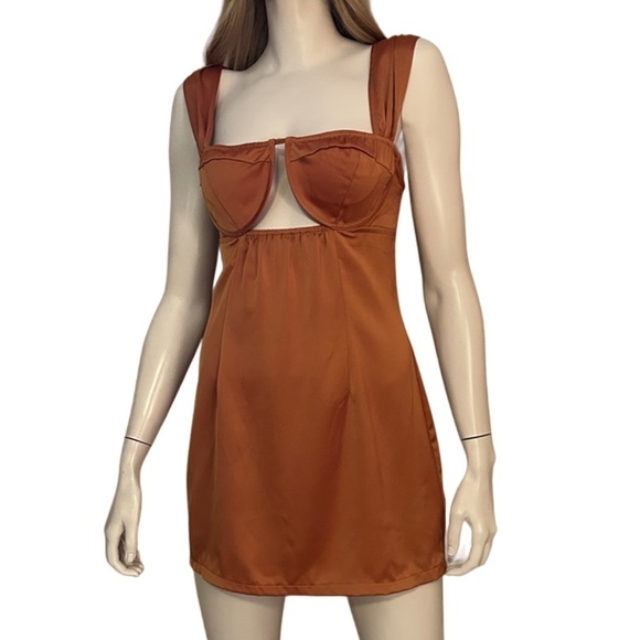 PLT Dress Satin Sexy Bodycon Cut Out Underwire Bra Special Occasion Club Wear - Picture 4 of 16